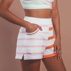 Solid & Striped The Sophie Shorts Women Large Pink Orange Stripe Colorful NWT